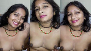 Coy newlywed bhabi's shy grin before passionate lovemaking