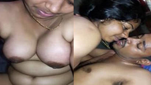 Mallu aunt teases with boobs and presses them against chest