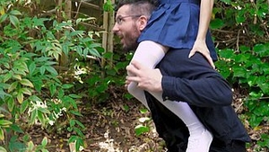 Ember Pushover tries extreme positions with a new partner in nylon outfit