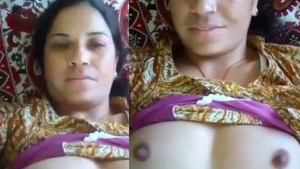Indian aunt flaunts her large breasts and intimate area