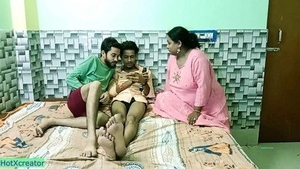 Indian stepsister engages in a steamy threesome with her friend