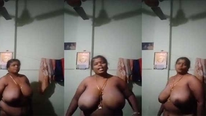 A South Indian wife flaunts her big, natural breasts in a steamy video