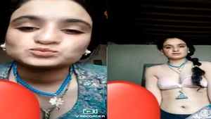Beautiful hillbilly girl flashes her breasts on video call