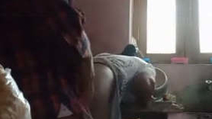 Middle-aged Sudha dressed in salwar gets intimate in kitchen