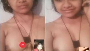 Desi beauty flaunts her big breasts on video call