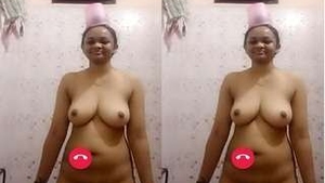 Desi girl with shy smile flashes her breasts on video call