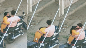 Rustic girl gives a passionate blowjob in the open air