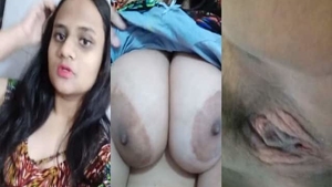 Indian busty amateur girl's intimate video of her pussy