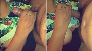Horny wife gives her husband a handjob