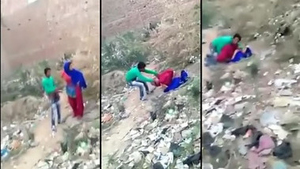 Local guy has sex with desi slum babe in the open air