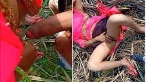 Horny wife gives husband a blowjob in the backyard