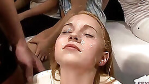 18yo Veronika with 50 guys in bukkake gangbang