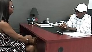 Black mamba cock stud gets to fuck a hot Ebony Girl in his Office.