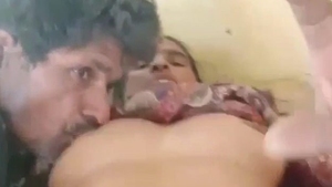 Mature couple from a village in action