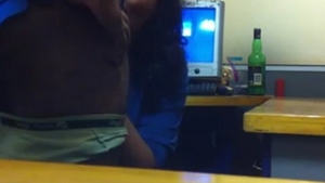 Indian babe gives a hot blowjob in the office