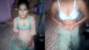 An Indian girl of Desi descent undressing for her male partner