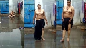 Indian woman takes a naughty stroll on the ground while being filmed