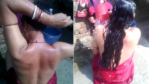 Indian aunt's bath recorded