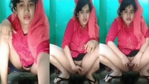 Muslim girl gets naughty in the bathroom with fingering and licking