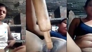 Village wife crying for sex while dildoing