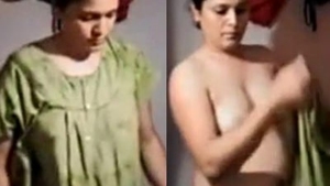 Mature aunty strips down to her lingerie