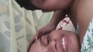 Dehati lovers romancing in bed selfie video