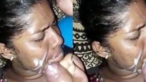 Husband Cum on wife Face