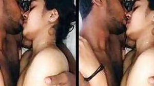 Bearded Desi hubby XXX kisses his pretty wife before having sex