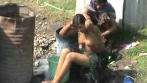 Outdoor showers for Dhaba girls to enjoy