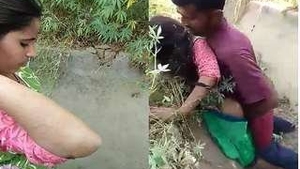 Outdoor sex between a desi village girl and her black partner
