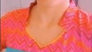 A lovely Indian teenage girl reveals her breasts and vagina