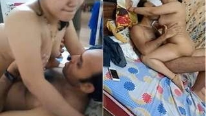 Passionate couple having sex in the bedroom
