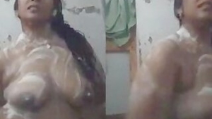 Desi Married Sexy Big booby Bhabi Bathing Video For Abroad Living Husband