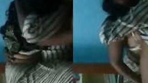 Wife in a XXX Indian sari has a sex foreplay with her husband on camera