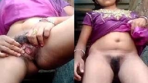 Desi babe flaunts her natural tits and pussy in a country setting