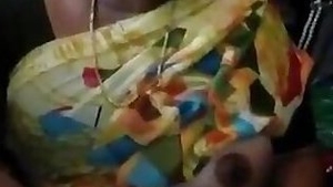There are no customers and the Desi aunty flashes nipple in XXX video