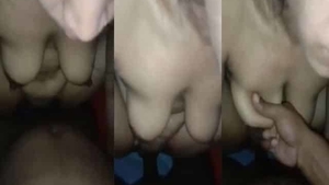 Indian girl gives oral and has sex with her partner from above