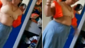 Devious man catches pretty wife showing XXX tits in new bra