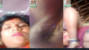 A stunning Indian housewife flaunts her breasts and intimate area