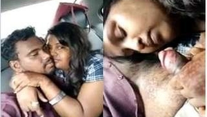 Telugu girl gives oral pleasure in a car