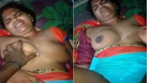 Hillbilly wife pleasures her breasts and takes it in the ass with her husband