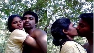 Lustful Indian couple shares passionate kisses in the outdoors
