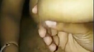 Sexy bhabi giving handjob and hubby playing around with her melons