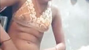 Desi village wife nude bath