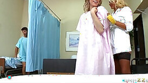 Incredibly sexy nurse gives her patients a sponge bath