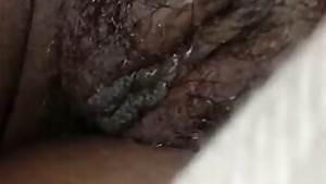 Playing my girl friend hairy pussy