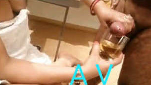 Arousing wife from India engages in intimate activities with her husband's companion, vocalizing her pleasure