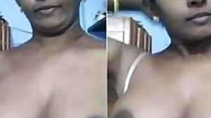 Man is out but camera is on so Indian woman can show off XXX titties