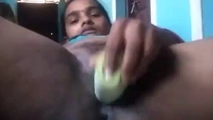 Indian aunts use large dildo to pleasure themselves with cucumber