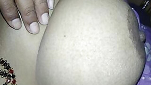 Hubby playing his desi wife huge one side boob